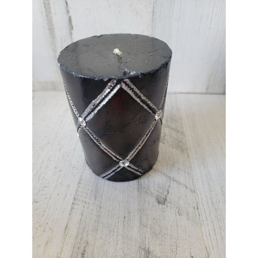 Halloween black candle gem silver‎ patterned home decor